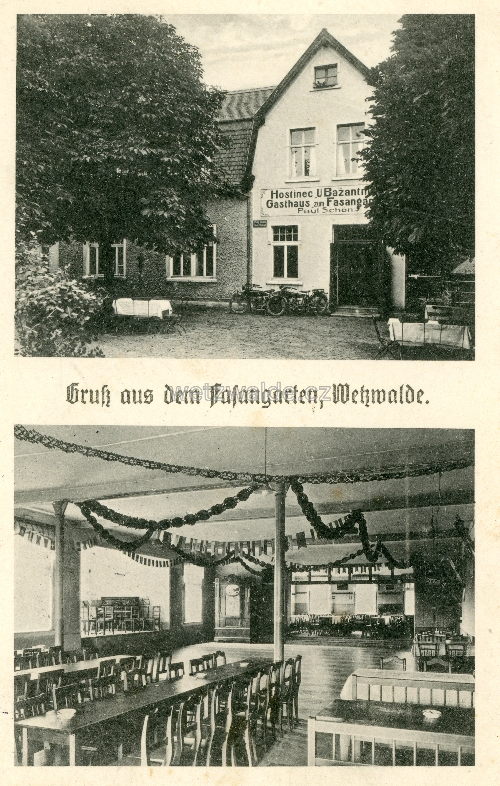 Václavice (Wetzwalde). Hostinec zum Fasangarten (U Bažantnice). Po válce se zde hospodě říkalo V Ráji. Dnes je zde sídlo Pískovny