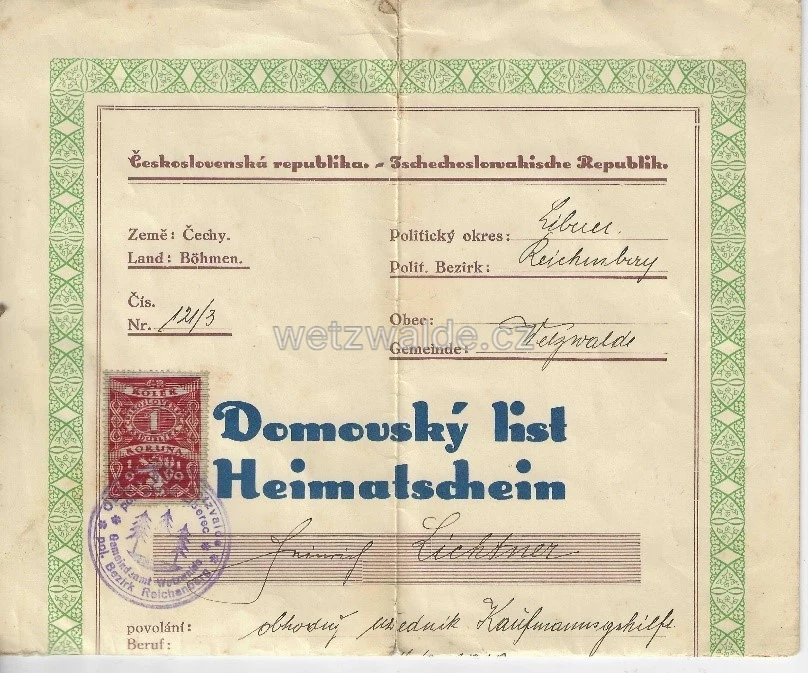 Staré dokumenty z Wetzwalde