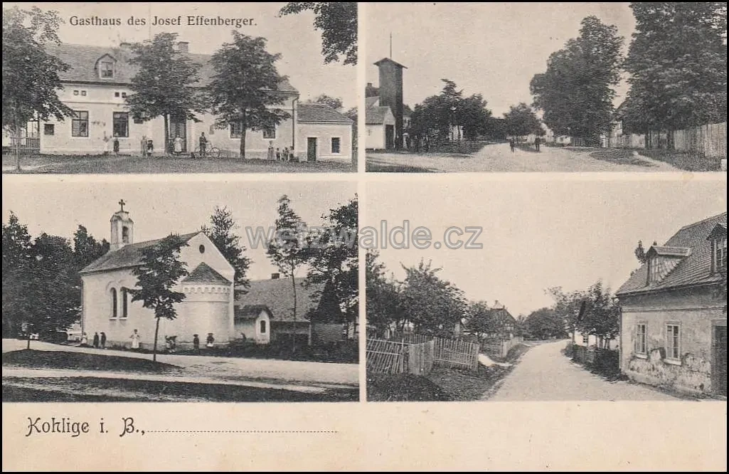 Dobová pohlednice z Uhelné z roku 1909.
