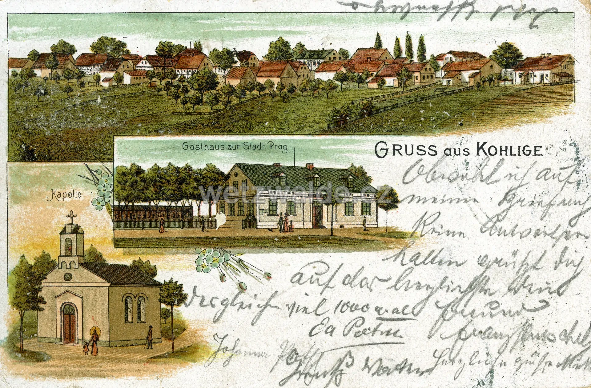 UHELNÁ (Kohlige) pohlednice z roku 1901.