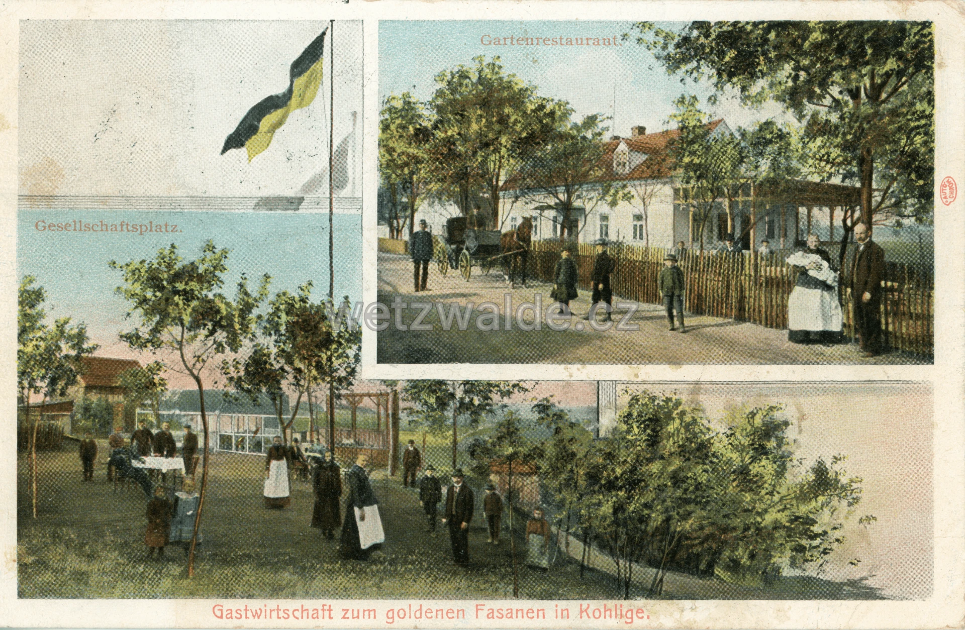 Vyhledávanou restaurací pro turisty z dalekého okolí byl Zlatý bažant - Goldfasan (později sídlo pohraniční stráže). Na pohlednici z roku 1905 je zobrazena pohodová atmosféra.