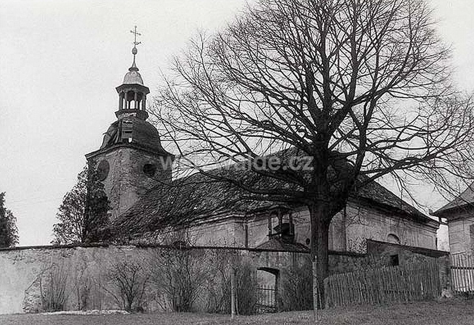 Kostel před demolicí v roce 1976-c.