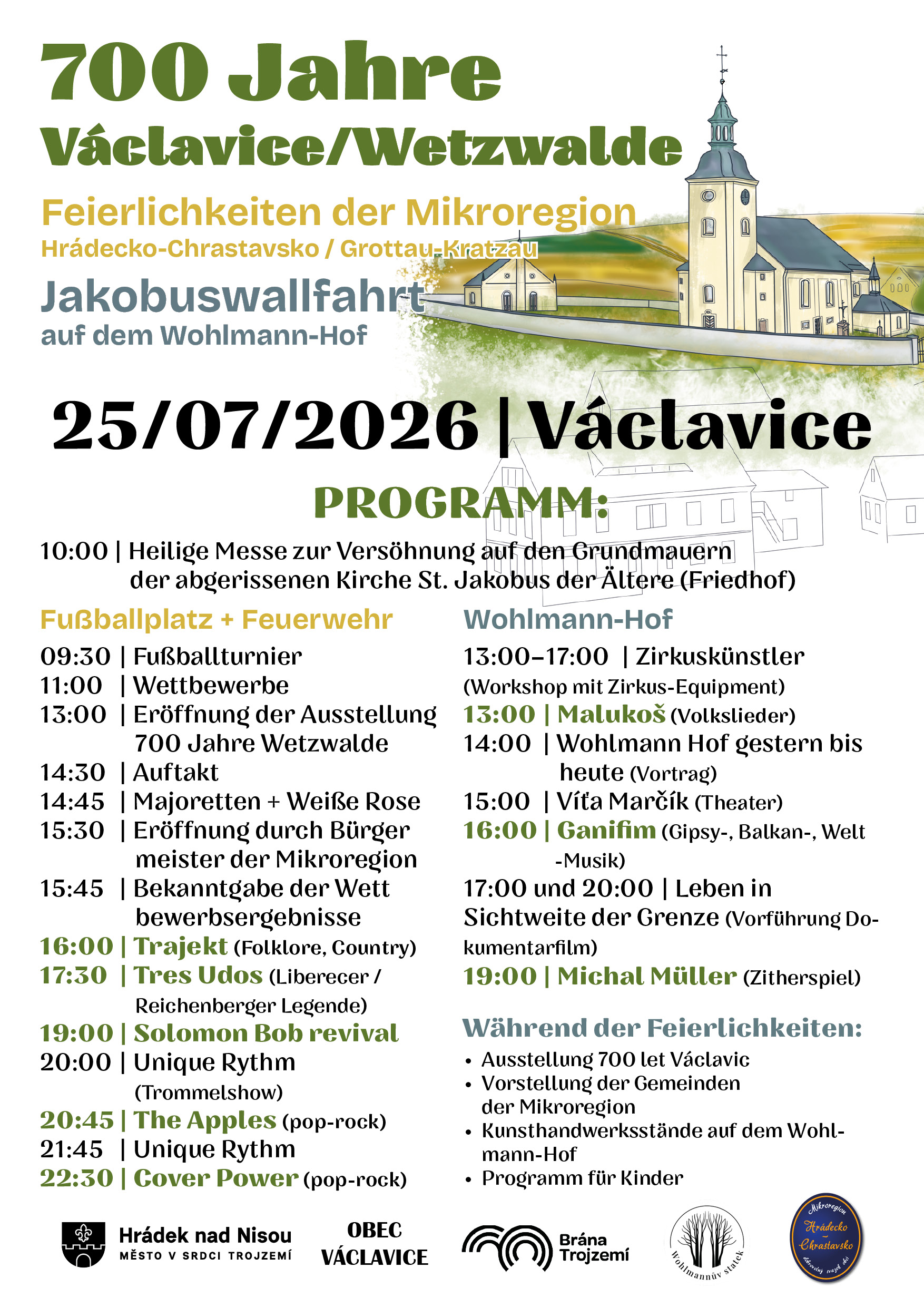 Václavice (Wetzwalde) feiern 700 Jahre seit der ersten schriftlichen Erwähnung